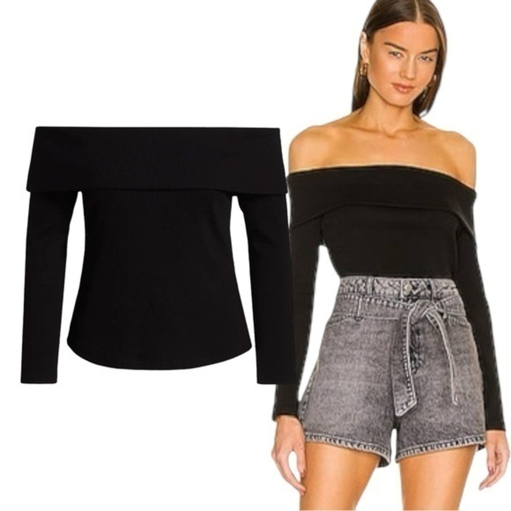 Veronica Beard ✘ NWT Black Off The Shoulder Fawsett Long Sleeve Foldover Top, L